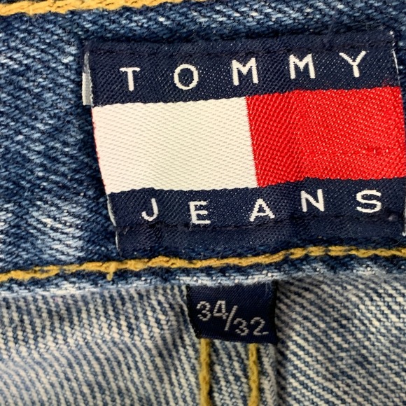 Vintage Tommy Hilfiger Jeans Men 34x30 Baggy Wide Leg Y2K Spellout Hip Hop - Picture 4 of 15